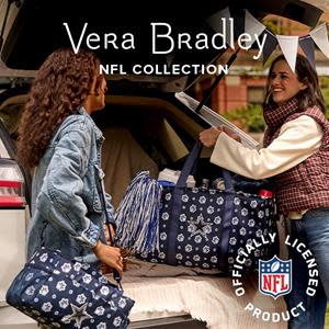 Vera Bradley’s first-ever NFL collection includes officially licensed handbags, accessories, travel styles, and game-day essentials for fan-favorite teams.