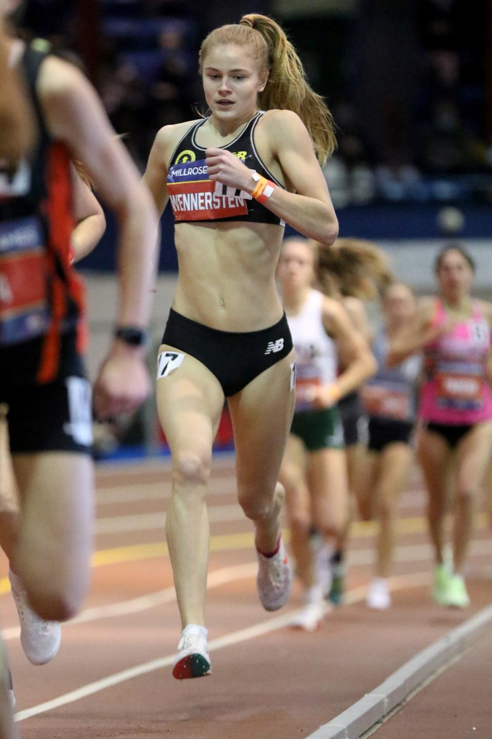 Camryn Wennersten, is shown during the Girls' 1500, at the Millrose Games, in Manhattan. Saturday, January 29, 2022