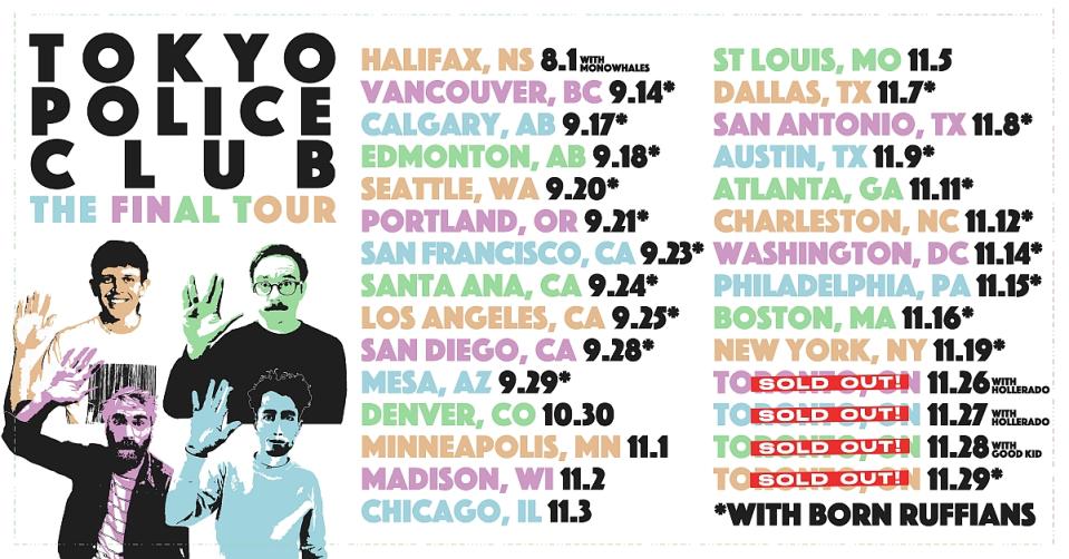 tokyo police club 2024 final north american tour poster dates