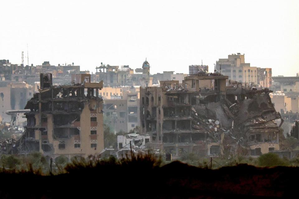 PHOTO: A picture taken from a position in southern Israel on the border with the Gaza Strip, Jan. 2, 2024, shows destroyed buildings in northern Gaza following Israeli bombardment. (Jack Guez/AFP via Getty Images)