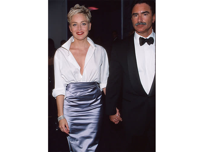 12. Sharon Stone in Gap and Vera Wang (1998)