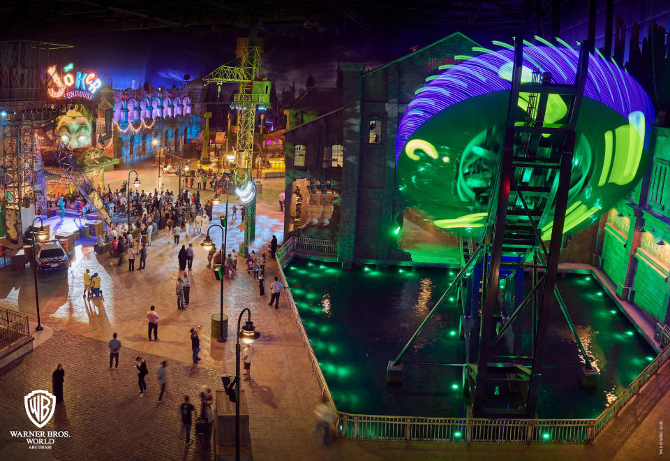 Immer kurz nach Mitternacht ist es in der Themenwelt Gotham City. (Bild: Warner Bros. World Abu Dhabi)