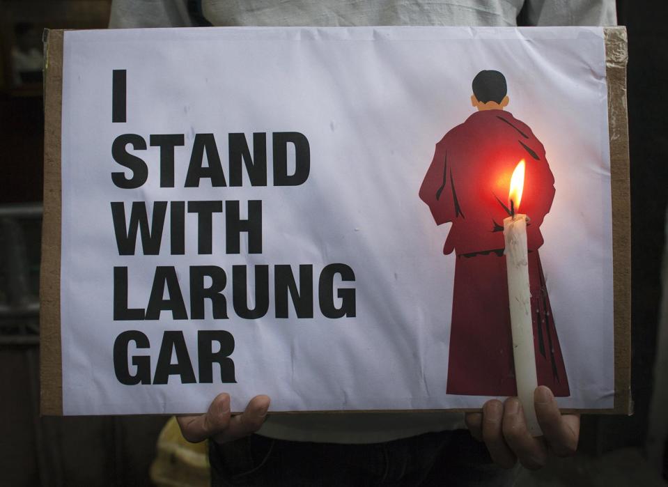 Placard in protest in Dharmsala