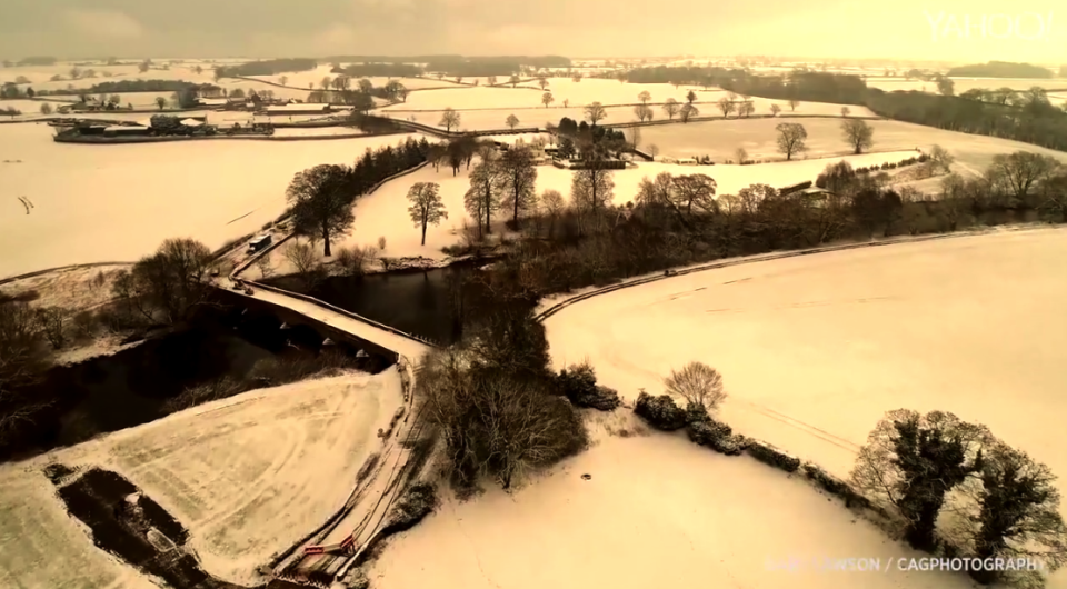 The snow is seen over the Yorkshire Moors