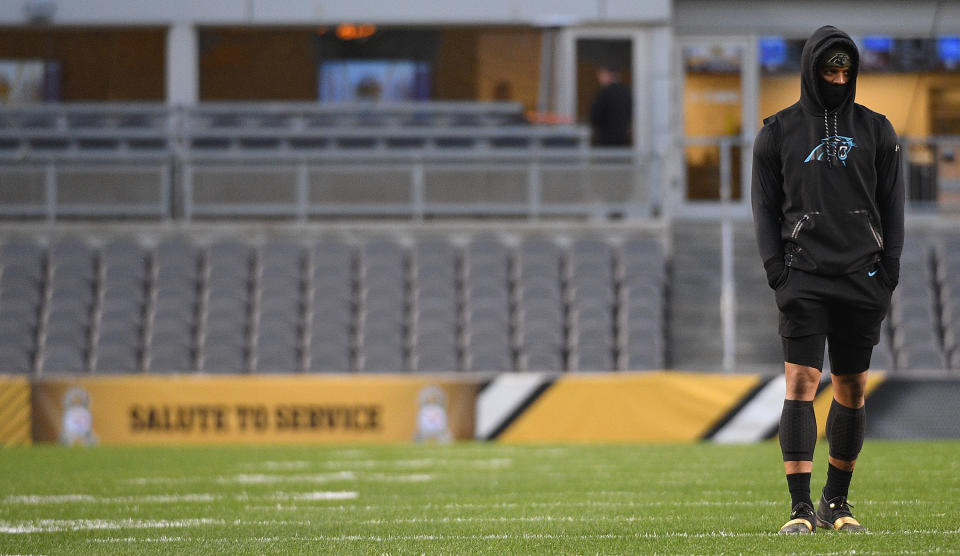 In what’s become the new normal, Cam Newton is using sports to honor the memory of those killed in a mass shooting in America. (Getty)