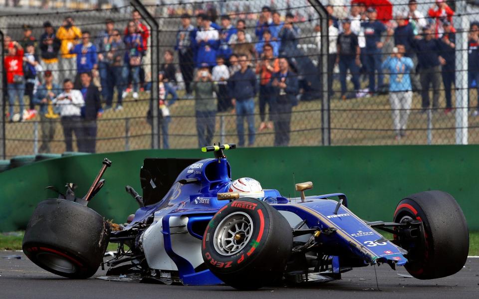 Antonio Giovinazzi crashes his Sauber - Credit: Reuters