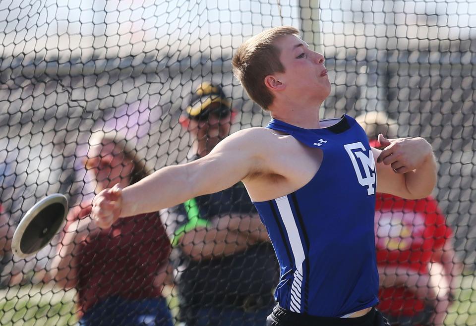 Collins-Maxwell's Luke Huntrods threw 140, 10 inches to place second at Colo-NESCO's Dave Robinson Relays Friday at Cub Stadium in Nevada. Huntrods' best throw of the season is 146-10, which ranks seventh in Class 1A, anf his career mark is 151-5, which he hopes to beat by the end of the season.