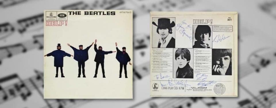 Beatles (4) Lennon, McCartney Signed 1965 Help! Album Cover
