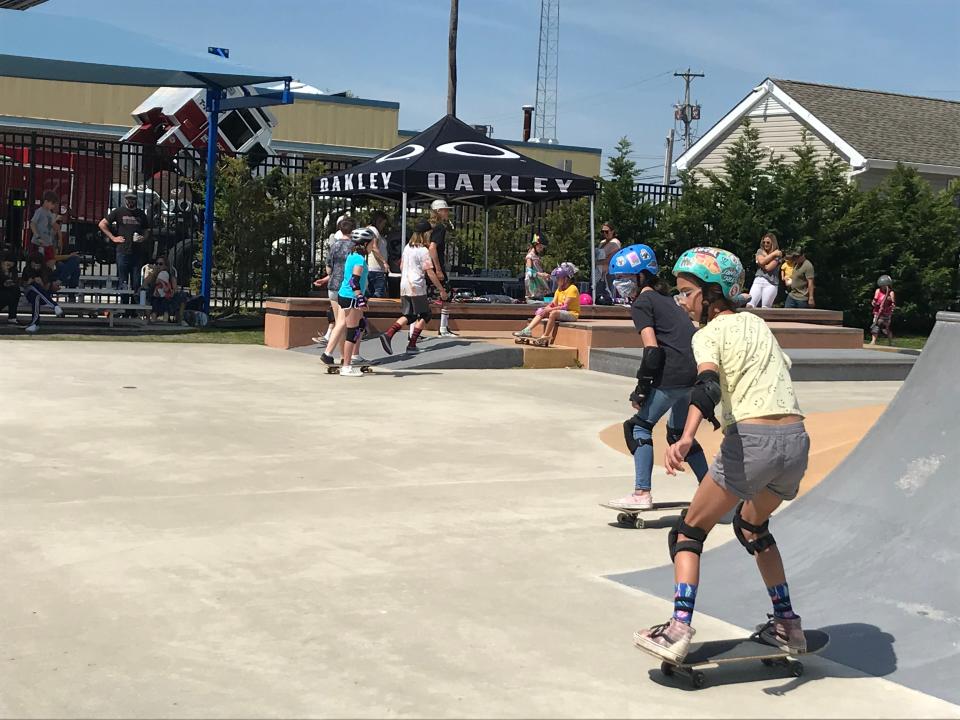 Skaters compete at the annual Chica de Mayo celebration of female skateboarders in Ocean City, New Jersey.