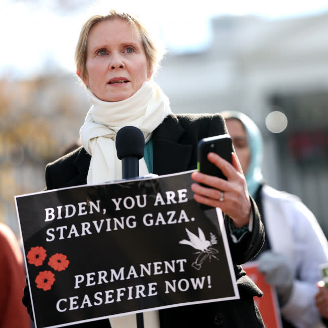 Cynthia Nixon protesta ante la Casa Blanca credit:Bang Showbiz