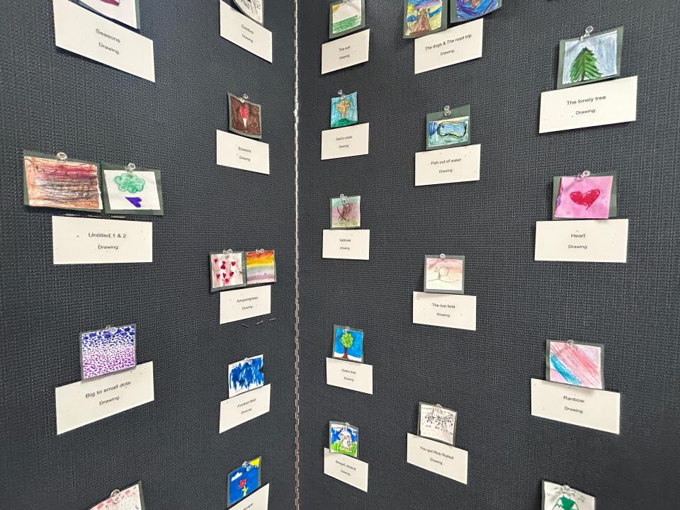 Nearly 300 students of elementary school to college aged participated in the third annual tiny art show at LSSU, decorating two entire boards of 2 inch by 2 inch art pieces.