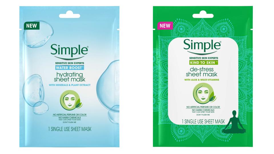 Simple Skincare, the sensitive skin-friendly brand, is launching sheet masks — and they will be available at drugstores in late October.