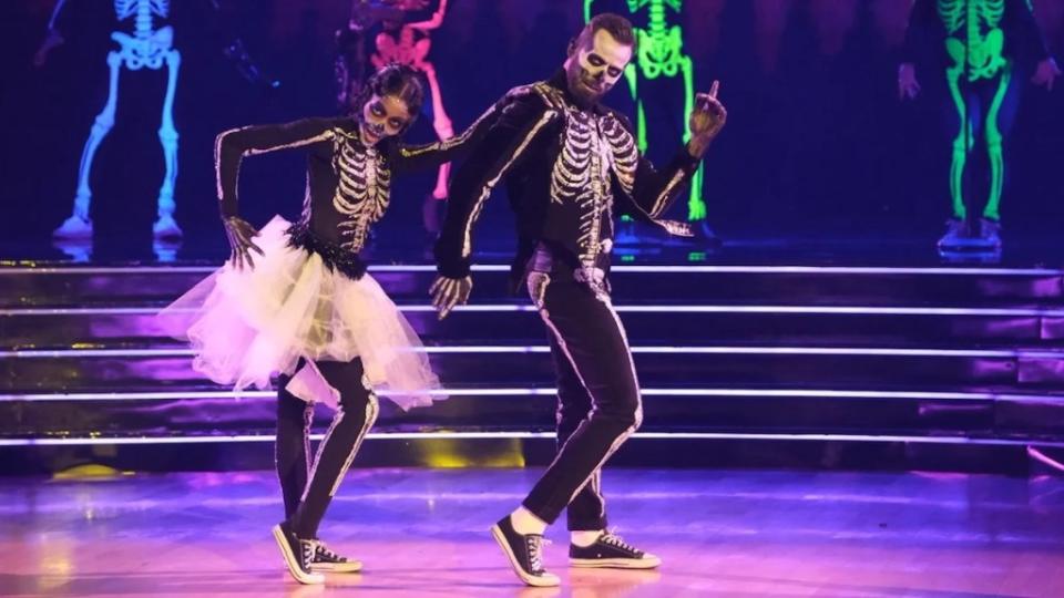 Charity Lawson and partner were dancing skeletons on Week 6.