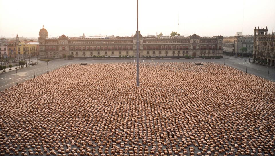 Since 1994, Spencer Tunick has organized and photographed more than 90 installations of hundreds, sometimes thousands of nude bodies in very public spaces. Among them, Mexico City, where this photo was made. So far, he's made his way through every continent and across all 50 states.
