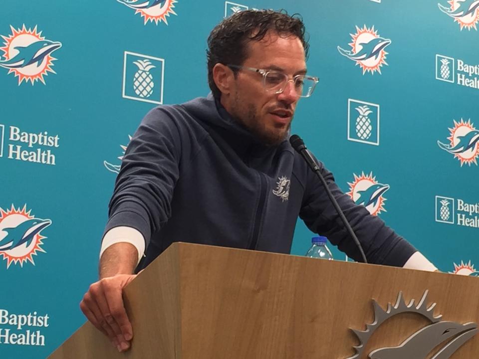 Miami Dolphins coach Mike McDaniel speaks Aug. 7, 2024