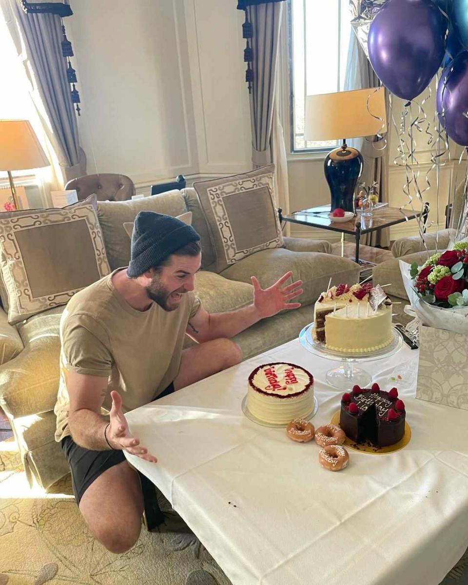 <p>"These cakes that I also got sent should really help on my <a href="https://people.com/movies/chris-hemsworth-jokes-brother-liam-hemsworth-get-in-shape-birthday/" rel="nofollow noopener" target="_blank" data-ylk="slk:health and fitness journey" class="link rapid-noclick-resp">health and fitness journey</a>!" the <a href="https://people.com/tag/liam-hemsworth/" rel="nofollow noopener" target="_blank" data-ylk="slk:birthday boy" class="link rapid-noclick-resp">birthday boy</a> joked in his <a href="https://www.instagram.com/p/CYq6hN7IFDa/?utm_source=ig_web_copy_link" rel="nofollow noopener" target="_blank" data-ylk="slk:Instagram caption" class="link rapid-noclick-resp">Instagram caption</a>. In addition to the three unique cakes, the actor, who turned 32 on Jan. 13, posed beside three doughnuts and all six confections read, "Happy Birthday." His older bro <a href="https://people.com/tag/chris-hemsworth/" rel="nofollow noopener" target="_blank" data-ylk="slk:Chris" class="link rapid-noclick-resp">Chris</a> also poked fun at his physique in his birthday tribute, writing "Happy birthday @<a href="https://www.instagram.com/p/CYq6hN7IFDa/?utm_source=ig_web_copy_link" rel="nofollow noopener" target="_blank" data-ylk="slk:liamhemsworth" class="link rapid-noclick-resp">liamhemsworth</a> hopefully this is the year you finally get in shape and take care of yourself 😂💪"</p>