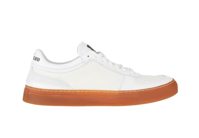<p>Good white sneakers are surprisingly hard to find, but a simple plain upper with a gum sole is a solid bet, and few do street wear better than Stone Island. So it's win-win.</p><p><i><a rel="nofollow noopener" href="https://www.stoneisland.co.uk/collections/footwear/products/s0275-sneakers-in-white-6615s0275v0001" target="_blank" data-ylk="slk:£215;elm:context_link;itc:0;sec:content-canvas" class="link ">£215</a></i></p>