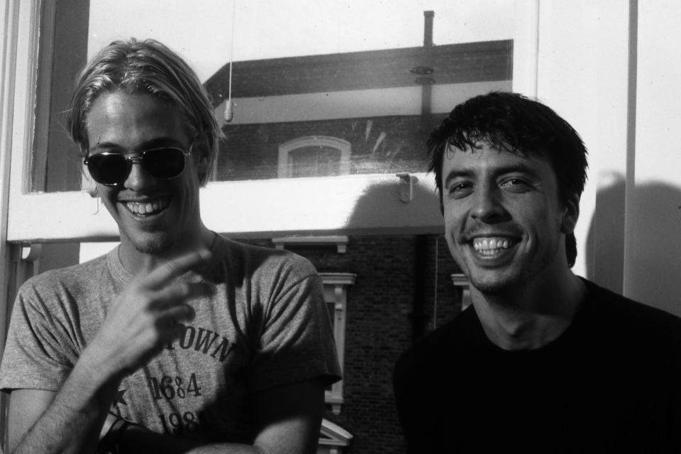 Hawkins and Grohl in 1997. - Credit: Martyn Goodacre/Getty Images