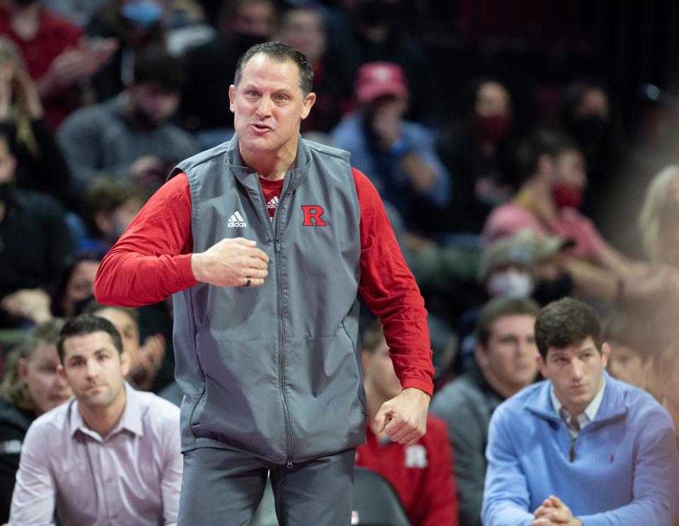 Rutgers head wrestling coach Scott Goodale, shown during the Scarlet Knights' match against Illinois on Jan. 14, said he is bringing a group of wrestlers that are capable of surprising at the NCAA Tournament.