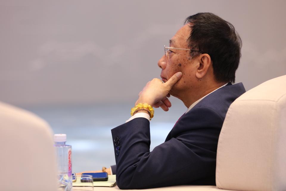 WUZHEN, CHINA - DECEMBER 04:  Foxconn Technology Group Chairman Terry Gou Taiming attends the "Global Digital Economy: In-depth Cooperation for Mutual Benefits" forum on day two of the 4th World Internet Conference on December 4, 2017 in Wuzhen, Zhejiang Province of China. The 4th World Internet Conference - Wuzhen Summit themed with "Developing digital economy for openness and shared benefits -- building a community of common future in cyberspace." is held from Dec 3 to 5 in Wuzhen of Zhejiang.  (Photo by VCG/Visual China Group via Getty Images)