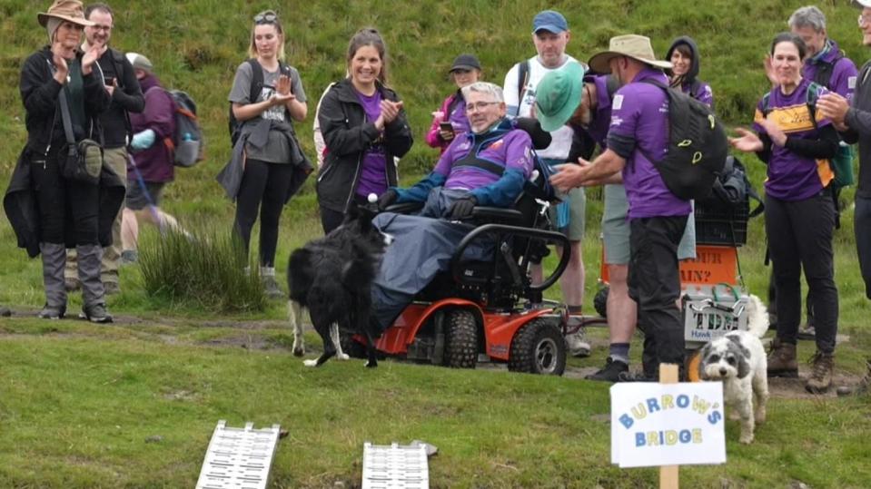 Lindsey Burrow with Ian Flatt at Burrow Bridge on Whernside