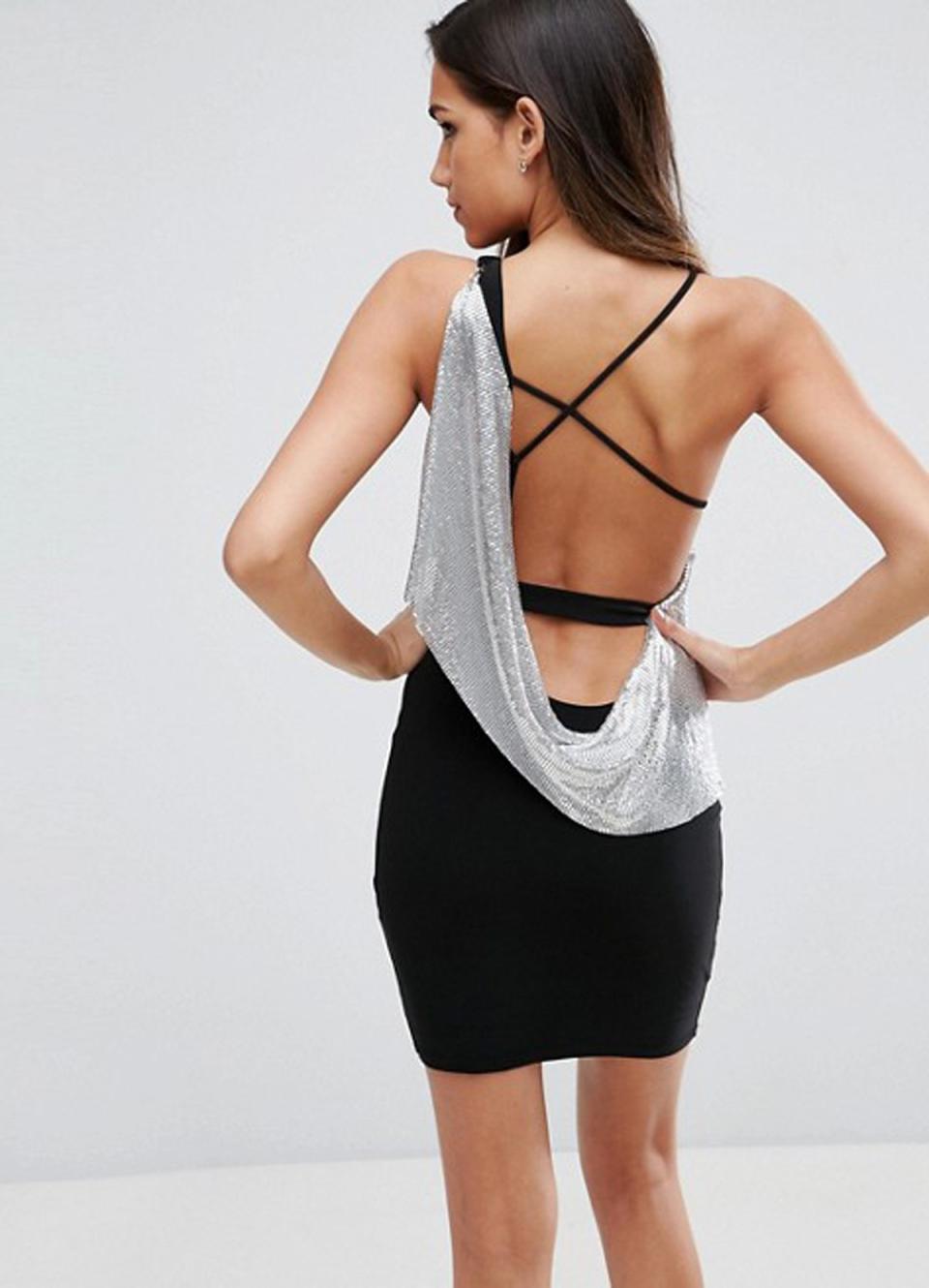 ASOS Chainmail Asymmetric Back Mini Dress, $38, ASOS