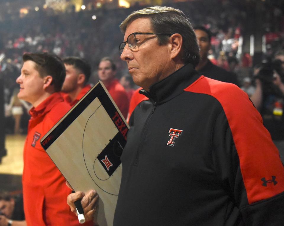 Texas Tech's head coach Mark Adams stands on the sidelines before the game against Northwestern State, Monday, Nov. 7, 2022, at United Supermarkets Arena. 