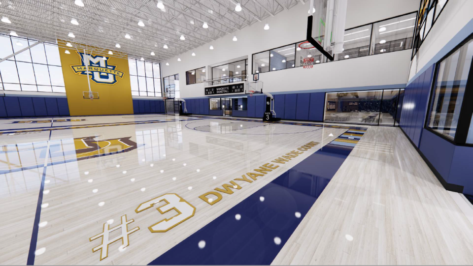 When Marquette builds a new practice facility for the men's basketball team, the court will be named "Dwyane Wade Court" as shown in this rendering.