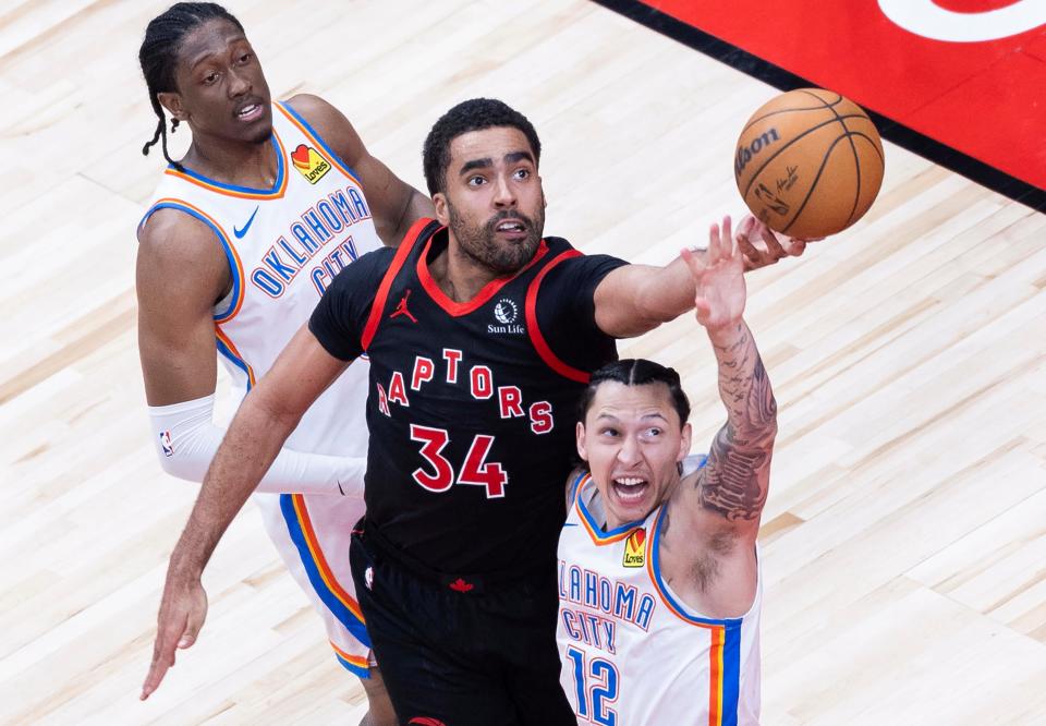 Jontay Porter of the Toronto Raptors was banned by the NBA for life for violating the league's gambling rules. (Photo by Zou Zheng/Xinhua via Getty Images)