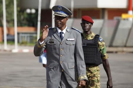 Burkina Faso's coup leader General Gilbert Diendere arrives at the airport to greet foreign heads of state in Ouagadougou, Burkina Faso, September 23, 2015. REUTERS/Joe Penney