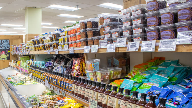 lineup of goods at Trader Joe's