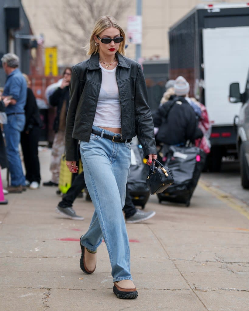 The casual UGG shoes added to Hadid’s model-off-duty ensemble. GC Images