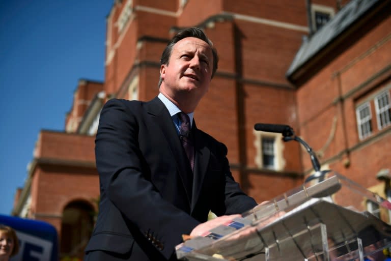 Britain's Prime Minister David Cameron speaks at a campaign event for Britain Stronger In Europe in London