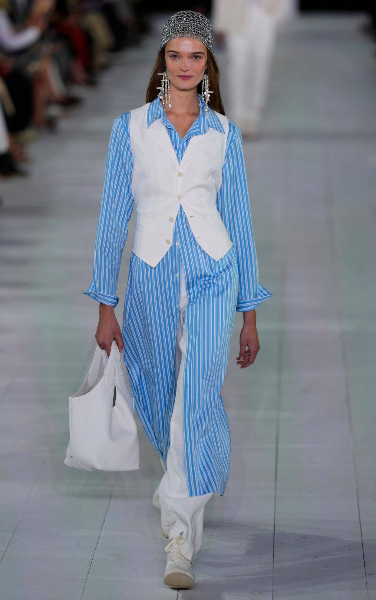 A model walks the runway during the Ralph Lauren Spring/Summer 2025 fashion show