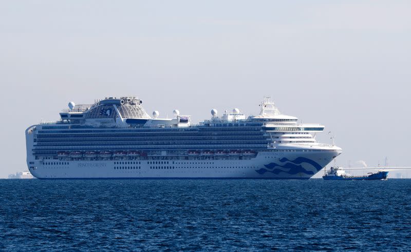 Cruise ship Diamond Princess is seen anchored off the Yokohama Port, after ten people on the cruise liner have tested positive for coronavirus in Yokohama