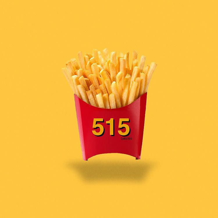 Heiß und salzig – es geht doch nichts über Pommes, oder? Eine kleine Tüte von McDonald's enthält 515 Kalorien. So schreibt "Calorie Brands": "Man liebt es für fünf Minuten und hasst es für drei Monate."