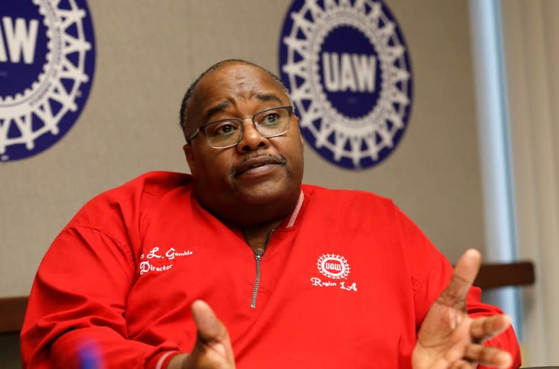 United Auto Workers (UAW) acting president Rory Gamble speaks to Reuters from his office in Southfield, Michigan,