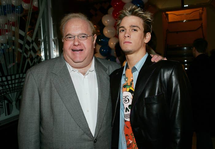 Lou Pearlman and Aaron Carter in March 2005 in New York City