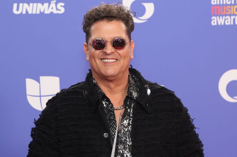 Carlos Vives, winner of the Legacy award, poses in the press room during the Latin American Music Awards at the MGM Grand Garden Arena in Las Vegas on April 20, 2023. File Photo by James Atoa/UPI