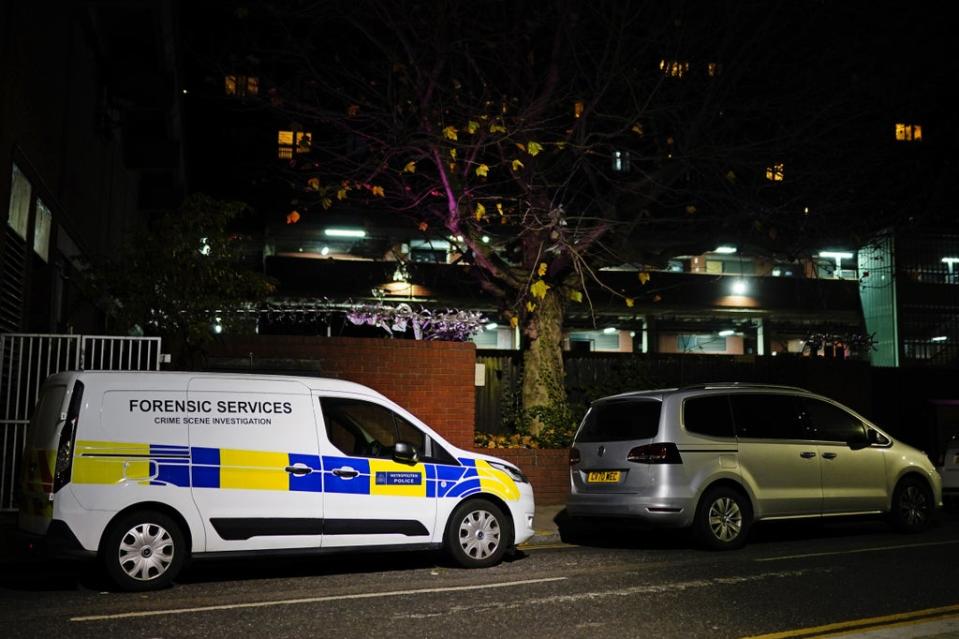 A police forensic van near the scene in Mayes Road, Wood Green (PA)