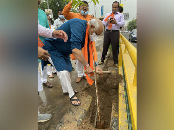 Gujarat CM-elect planting a sapling at an event in his contituency on Sunday morning (Photo/ANI) 