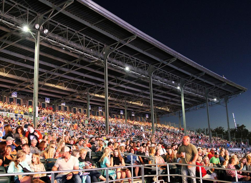 A crowd fills the Iowa State Fair Grandstand on Aug. 21, 2022.