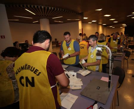 Election officials start counting the votes from the parliamentary elections in Tirana, Albania June 26, 2017. REUTERS/Florion Goga