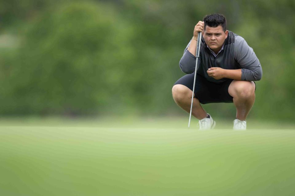 Topeka West's Miles Alonzo competes in the Regional Golf Championships at Cypress Ridge Golf Course on Monday, May 13.