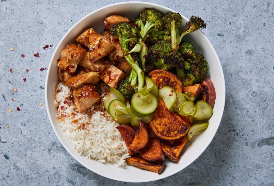 hot honey chicken bowls