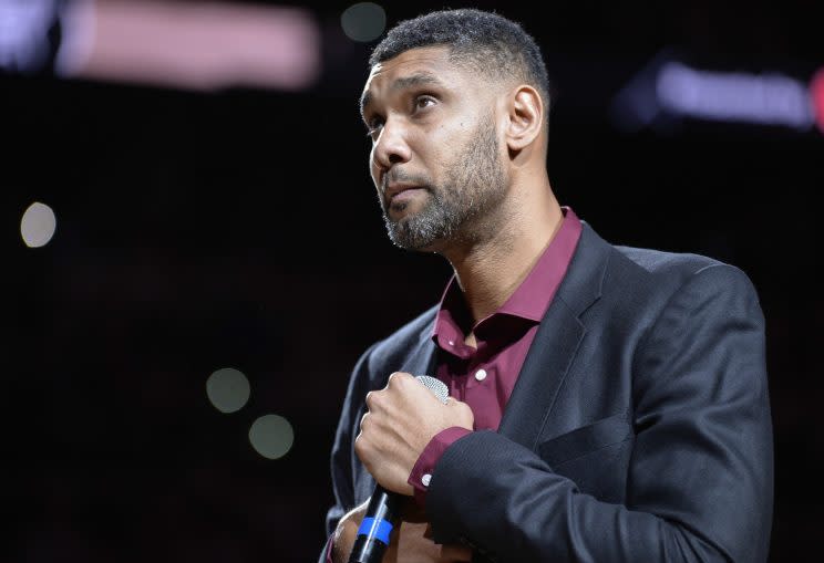 Former Spurs great Tim Duncan. (AP)