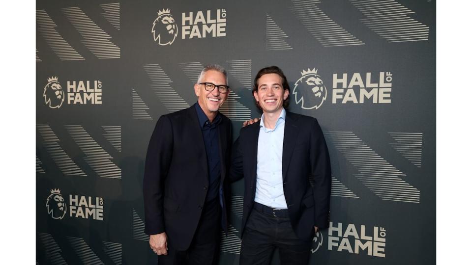 Gary Lineker posing with son Angus