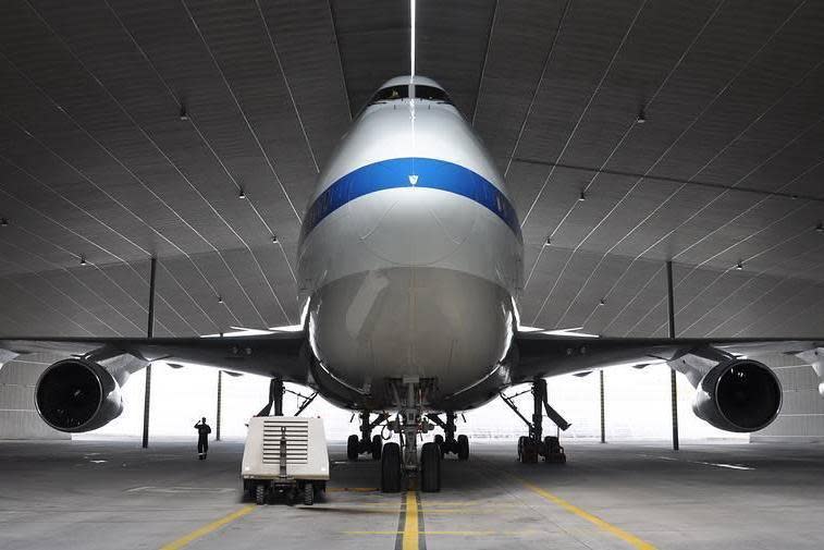 Sofia, the world’s largest airborne observatory, is a modified 747 that flies high in the atmosphere to provide its telescope with a clear view of the universe