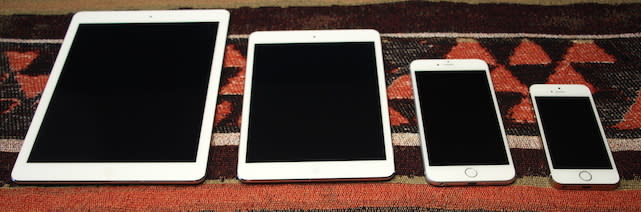 iPad Air, iPad mini, iPhone 6 Plus and iPhone 5s