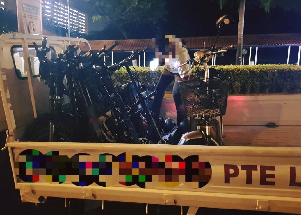 Impounded PMDs seen during a June 2019 enforcement operation against errant users. (PHOTO: Land Transport Authority – We Keep Your World Moving/Facebook)